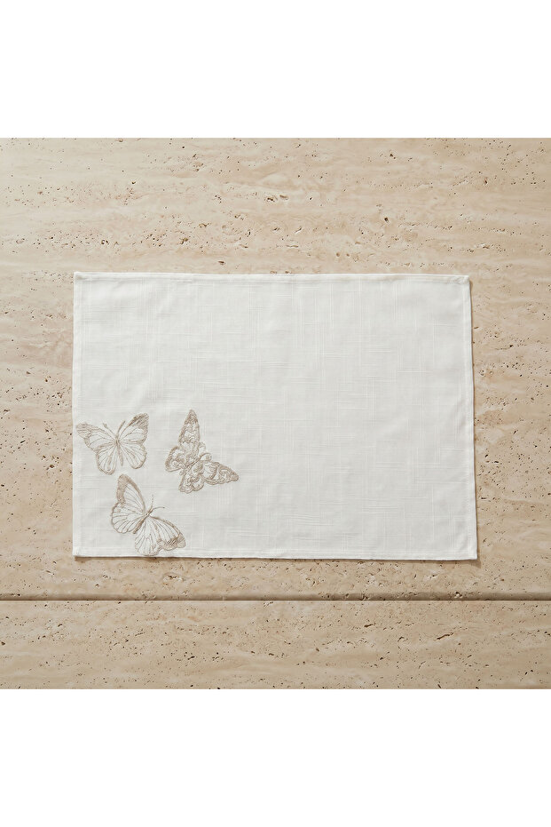 Butterfly 4-Piece Embroidered Placemat Set - 30x45 cm