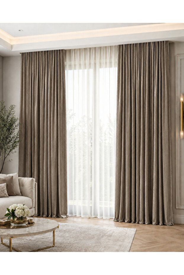 Mink Single Wing Cornice Blackout Background Curtain, Light-Proof, Blackout Curtain