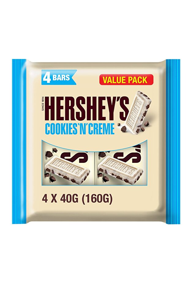 Hershey’s Cookies ’n’ Creme Chocolate Bar – 4 x 40g (160g) Value Pack, Pack of 6