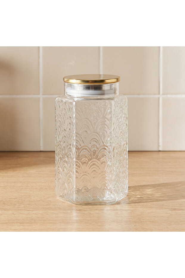 Zaya Textured Glass Jar - 950 ml