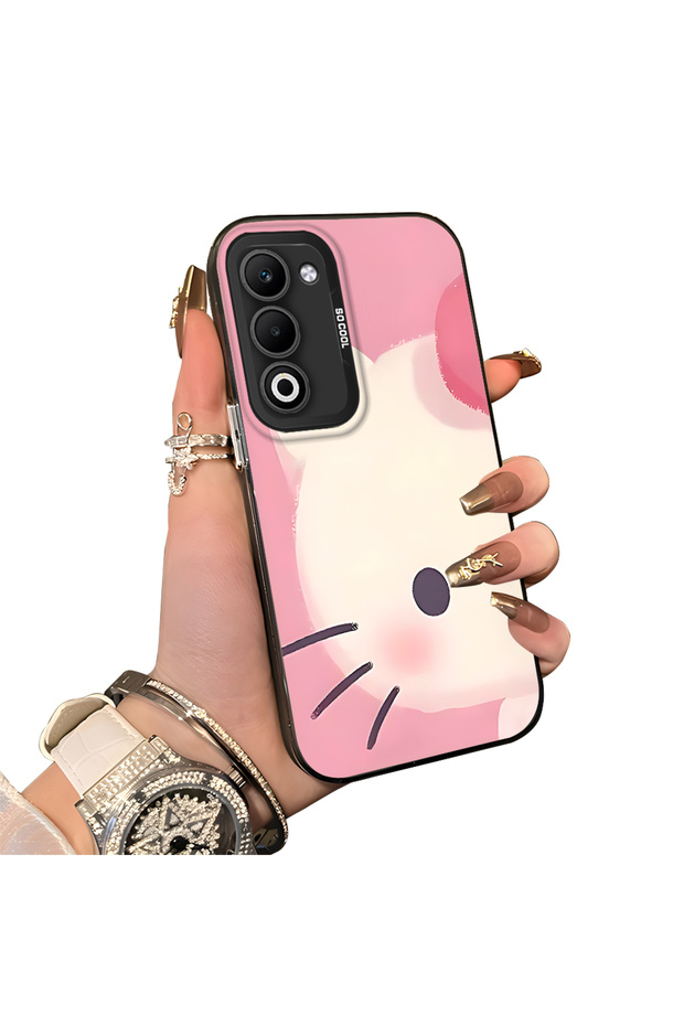 Oppo A5 4G/5G Compatible Hard Acrylic Back Silicone Edge Lens Protection Kitty Case