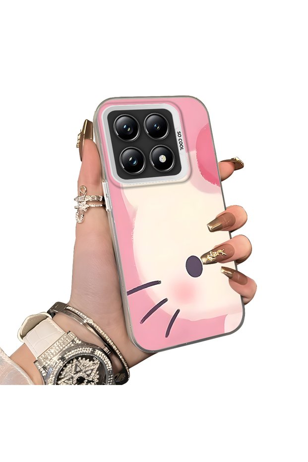 Xiaomi Mi 14t Pro Compatible Hard Acrylic Back Silicone Edge Lens Protection Kitty Case