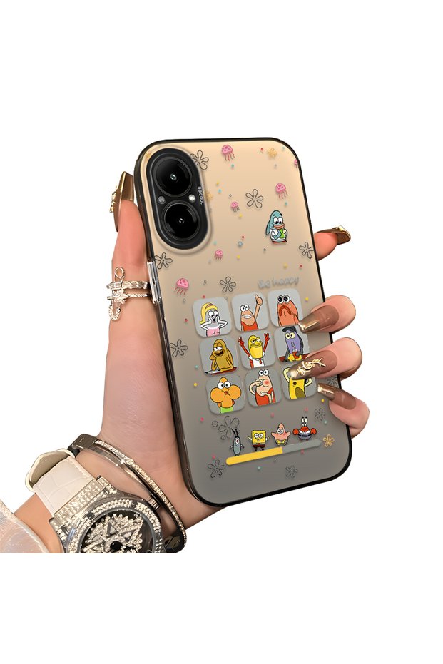 For Realme C67 4g Compatible Hard Acrylic Back Silicon Edge Lens Protection Case Cartoon