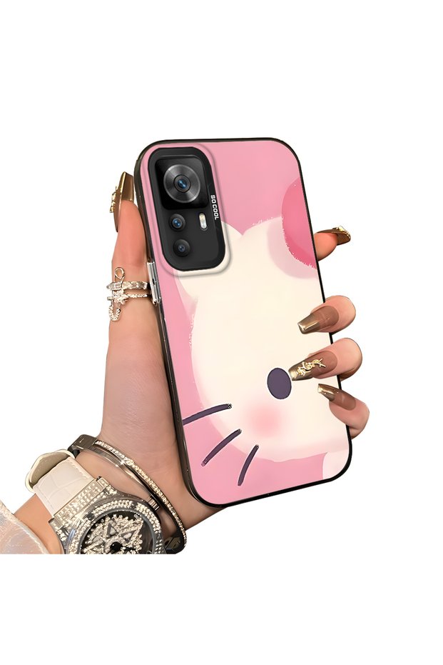 Xiaomi Redmi K50 Ultra Compatible Hard Acrylic Back Silicone Edge Lens Protection Kitty Case