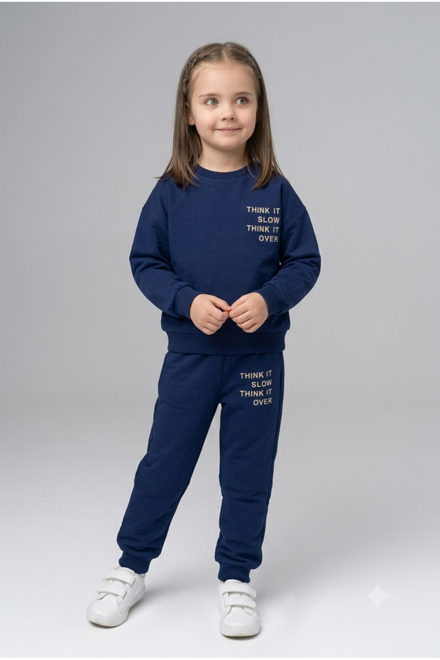 Girl's Seasonal 2-Yarn Cotton Think It over Printed Tracksuit Set 2-6 Years Old