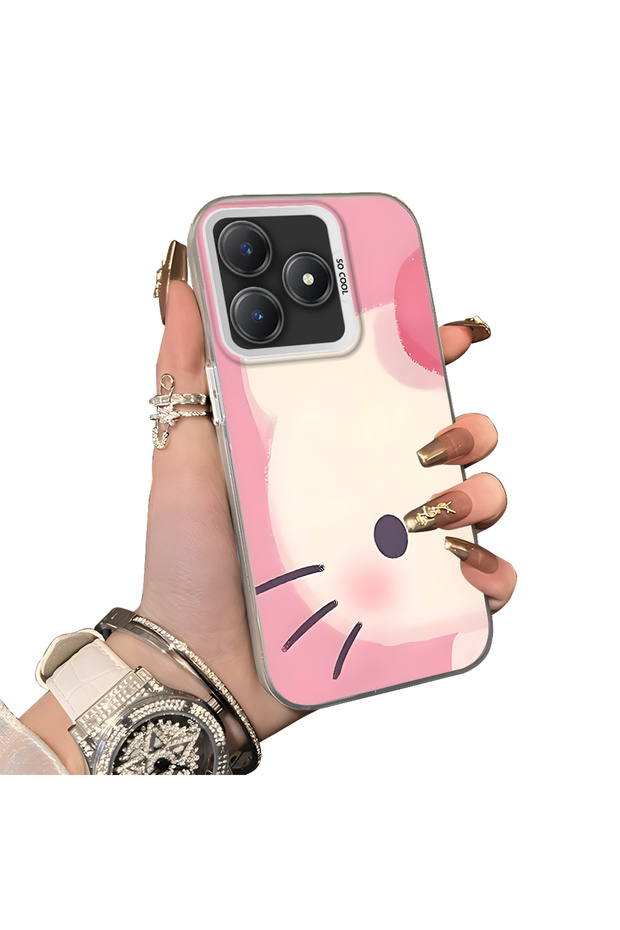 Realme C63 4G/C61 Compatible Hard Acrylic Back Silicone Edge Lens Protection Kitty Case