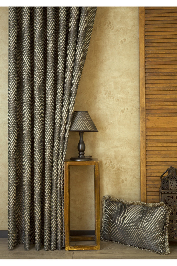 Zigzag Geometric Background Curtain Multi-Color 1-3 Dense Pleats
