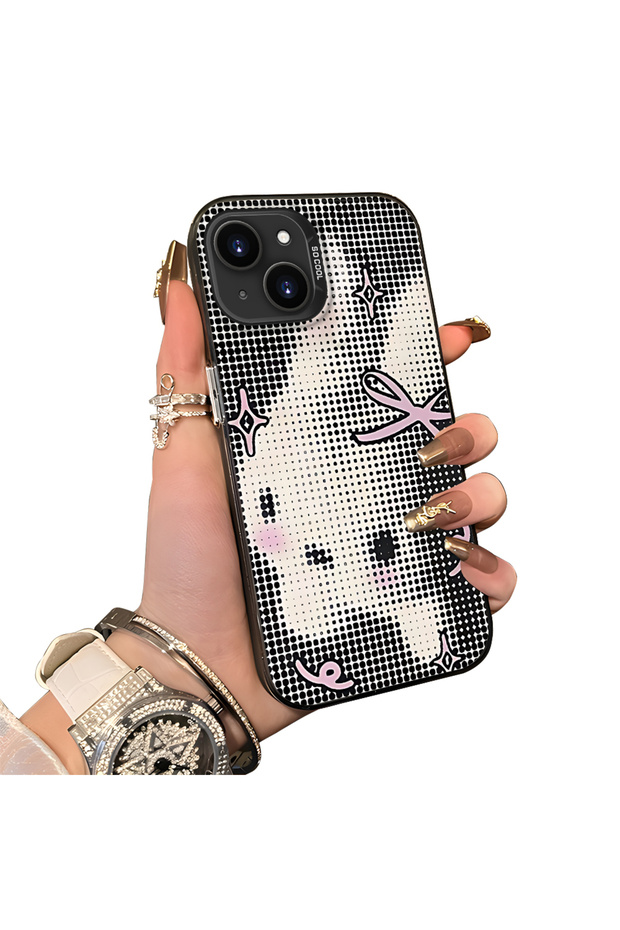 iPhone 14 Plus/15 Plus Compatible Hard Acrylic Back Silicone Edge Lens Protection Case