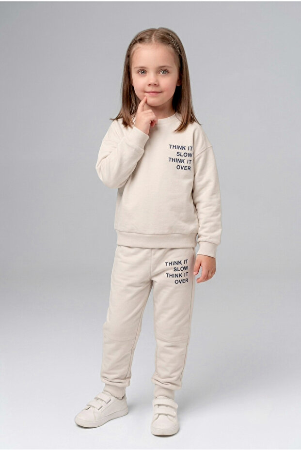 Girl's Seasonal 2-Yarn Cotton Think It over Printed Tracksuit Set 2-6 Years Old