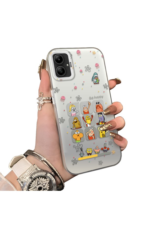 Samsung Galaxy A05 Compatible Hard Acrylic Back Silicone Edge Lens Protection Case Cartoon