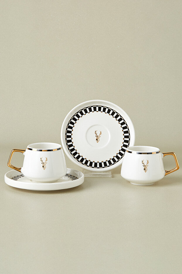 Aries Black and White Striped Coffee Cup for 2 People 100 ml