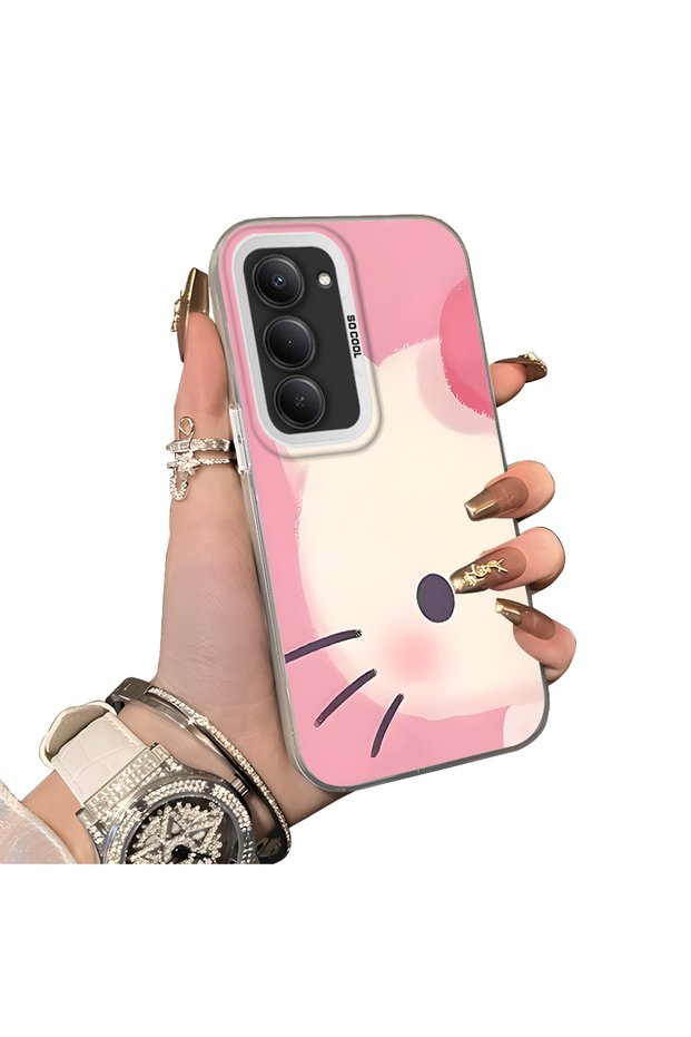 Xiaomi Redmi 15 5g Compatible Hard Acrylic Back Silicone Edge Lens Protection Kitty Case