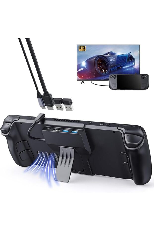 قاعدة شحن مطورة 4 في 1 محمولة 4 كيه 60 هرتز مع 2 USB-A 3.0، توصيل بي دي ان 100 واط كحد اقصى، منصة عر