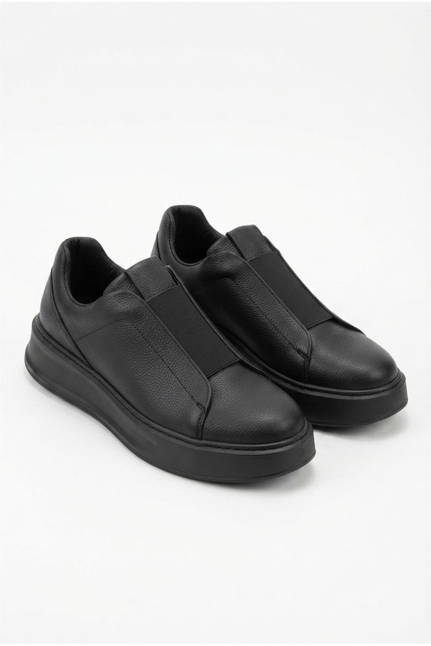 Zrk-x007 high quality thick sole black single strap laceless daily men's shoes