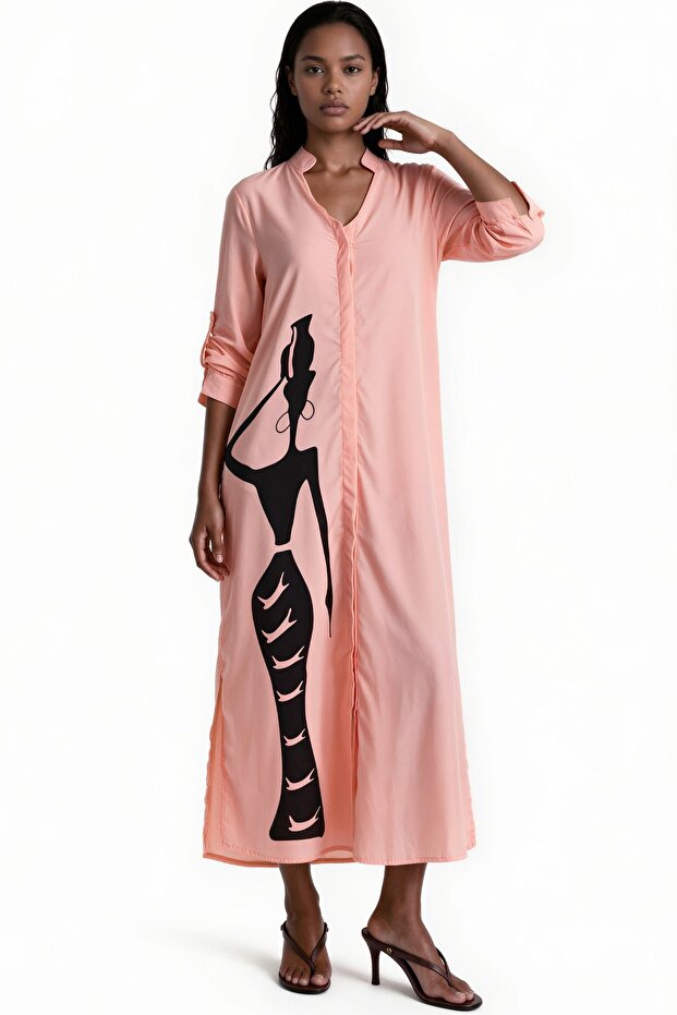 Msn Text Printed Long Shirt Dress