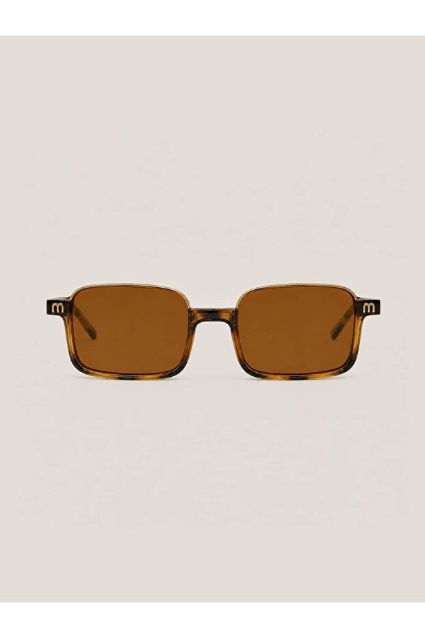 Unisex Rectangular Sunglasses Leopard Pattern Frame Brown Glass Toti C2