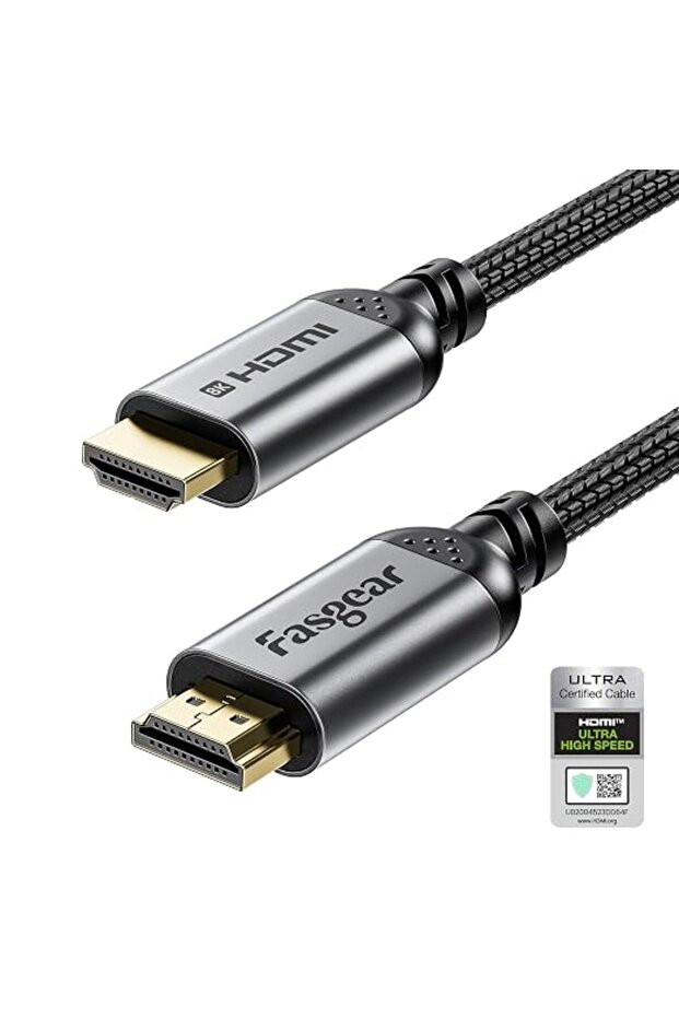 فاسجير كيبل HDMI 2.1 بطول 10 قدم معتمد بدقة 8 كيه 48 جيجابايت في الثانية، سلك مضفر نايلون فائق السرع