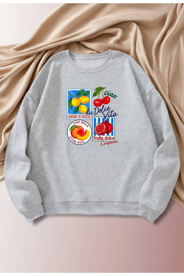 Women's Dolce Vita Printed Three-Thread Embroidered Sweatshirt