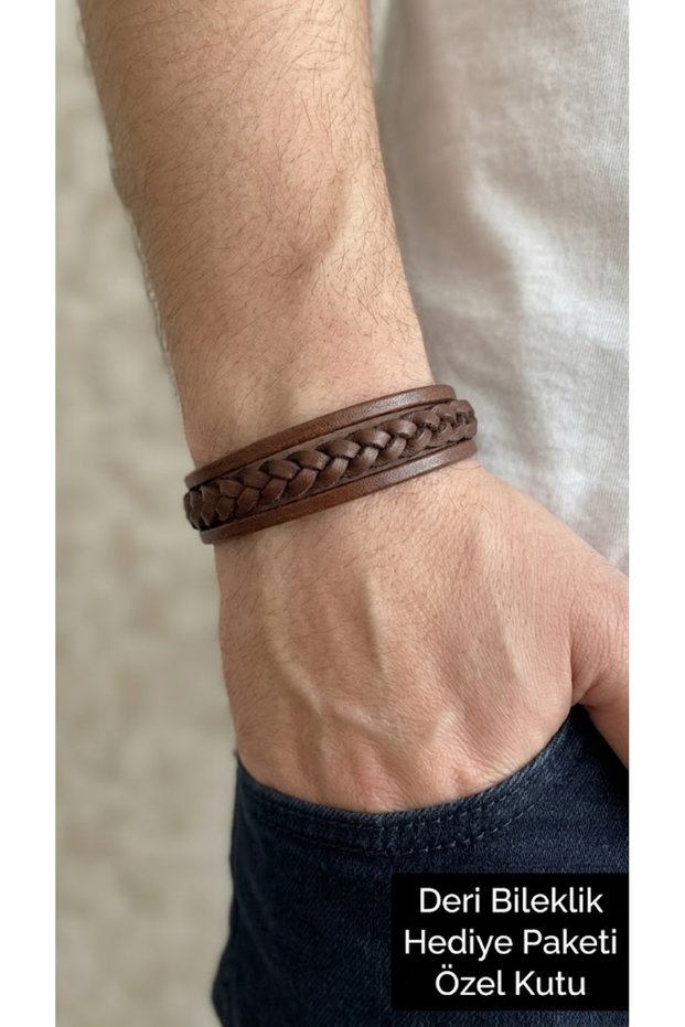 Brixton Heritage Multi-Layer Braided Detailed Brown Genuine Leather Men's Bracelet