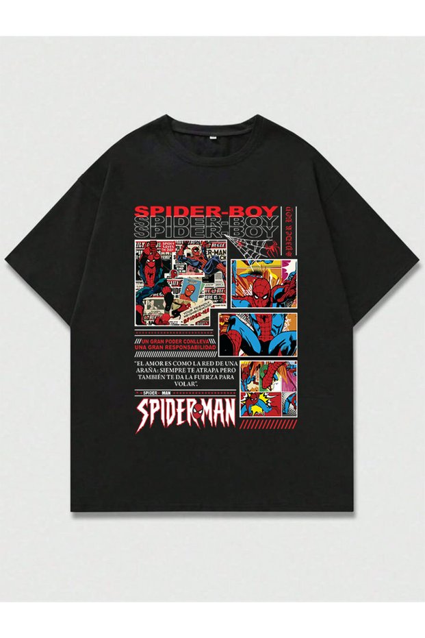 Spider Man Brand New Day Printed Unisex Oversize Cut 100% Cotton Crew Neck T-Shirt