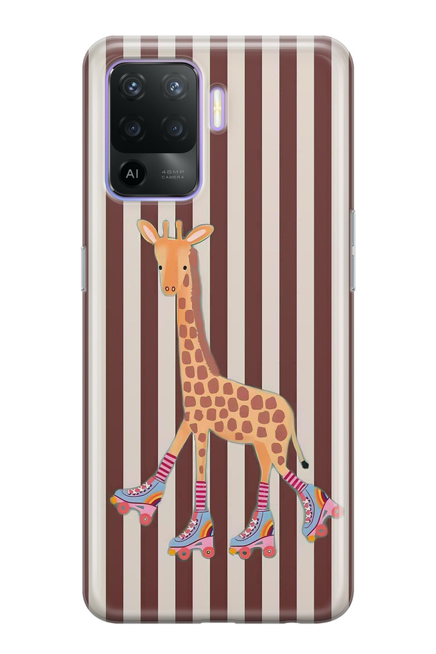 Oppo Reno 5 Lite Compatible Cute Giraffe Patterned Transparent Phone Case