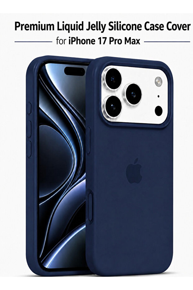 Apple iPhone 17 Pro Max Liquid Silicone Protective Case Cover with Microfiber Lining, Slim Shockproof Soft TPU Back Cover - Navy Blue