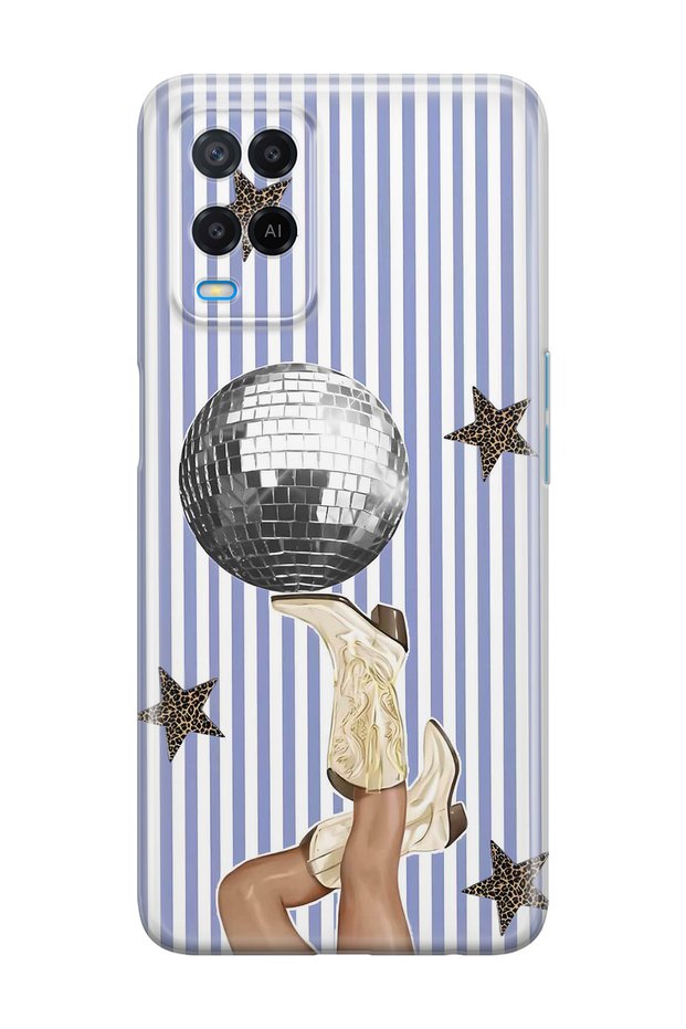 Oppo A54 Compatible Disco Ball Patterned Transparent Phone Case