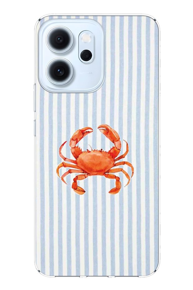 Oppo Reno 14F Compatible Transparent Phone Case with Crab Pattern