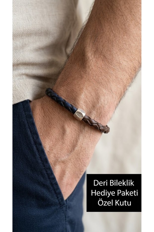 Velorian Duo Leather Bracelet – Black and Brown Weave Design with Metal Detail