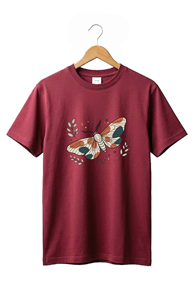 Butterfly Pattern Printed 100% Cotton Crew Neck Women's Men's Basic Tshirt