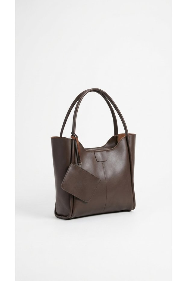 Elena Wallet Detailed Women's Hand and Shoulder Bag-Brown