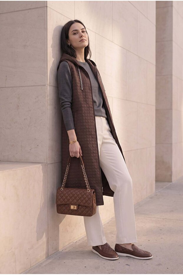 Hooded Zippered Quilted Women's Vest