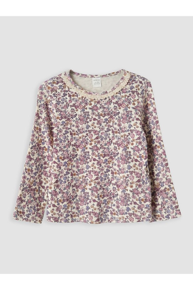 Quality Pieces from Çelebi Store Lace Collar Floral Girl's T-Shirt