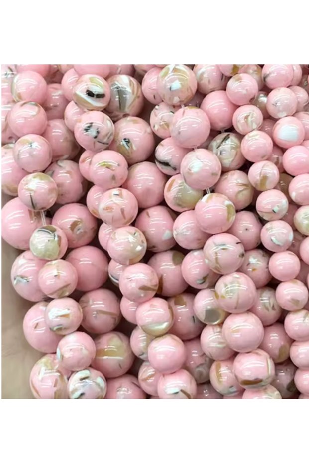 Natural Pink Shell Turquoise Stone 6 mm Loose Round Spacer Beads for Jewelry Making DIY Bracelet Accessories 1 Strand