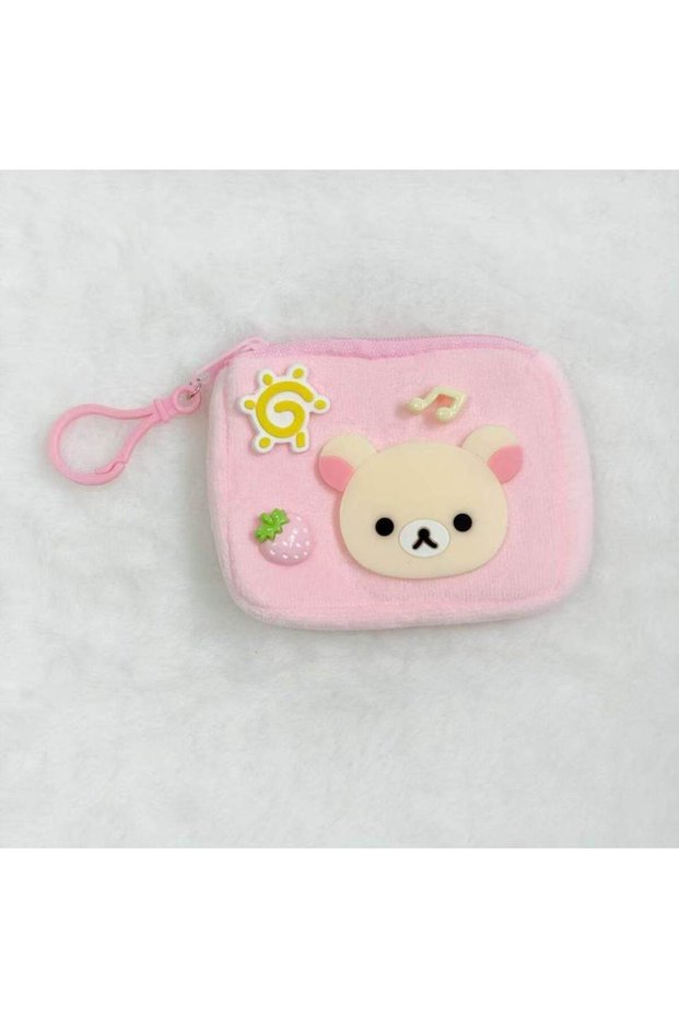 Rilakkuma-B Japanese Kawaii Rilakkuma Cartoon Plush Storage Coin Purse Portable Cartoon Key Chain Pe