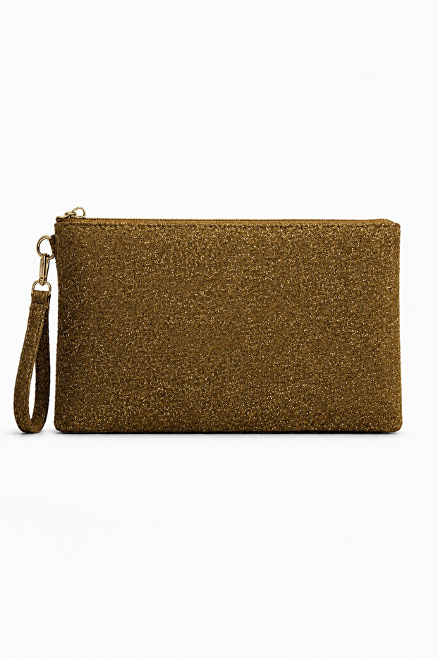 Gold Simli Tablet Compatible Clutch