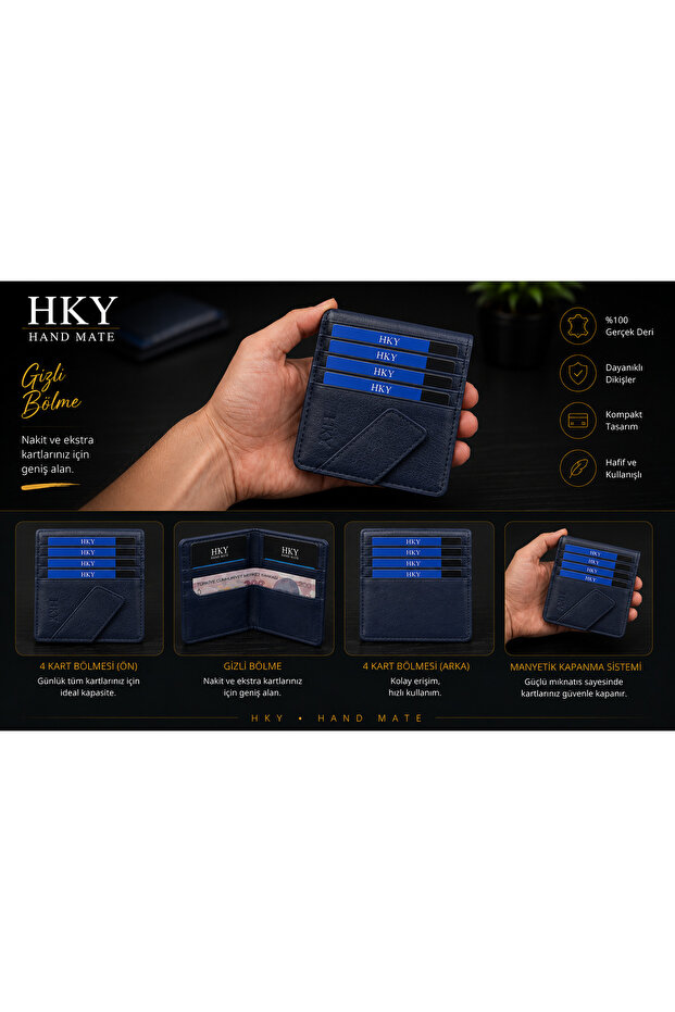 Multi-Compartment Men's Leather Magnetic Card Holder