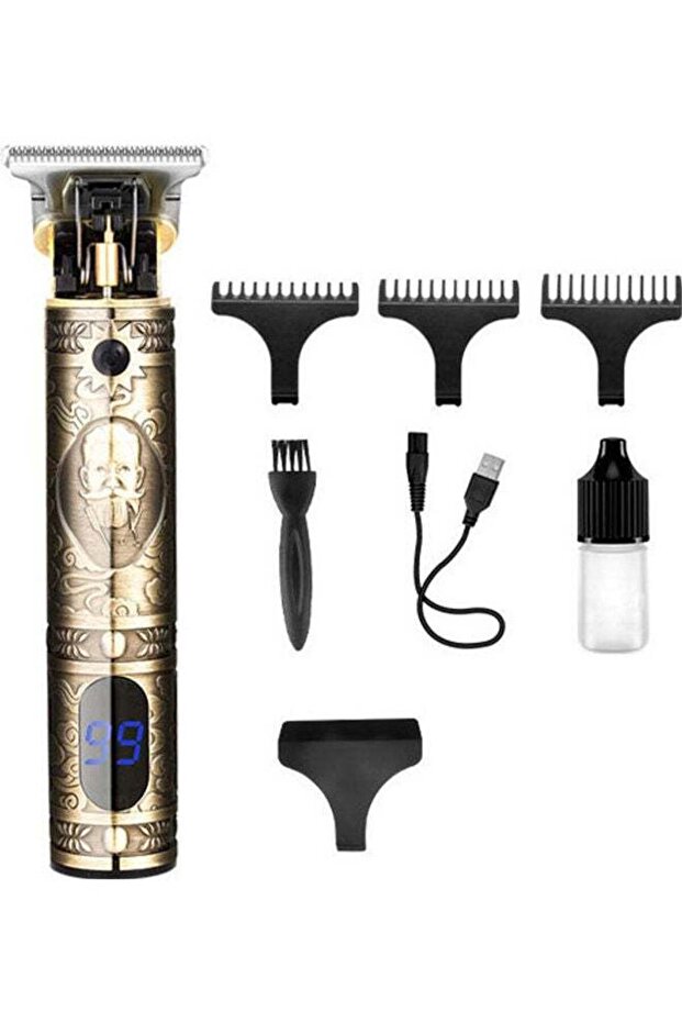 8-Piece Professional Adjustable Hair Trimmer Blade Clipper Set 700Y Gold 9.5*5*19.8cm