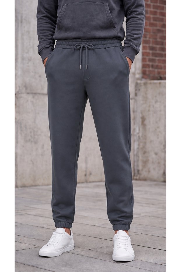 Men's Smoked 3 Thread Jogger Sweatpants with Elastic Cuffs