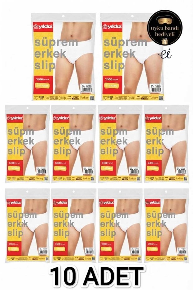 10-Pack 100% Cotton Men's Briefs - Extra Flexible, Guaranteed Non-Shrink Single Jersey White Men's Underwear + Gift of Sleep Band