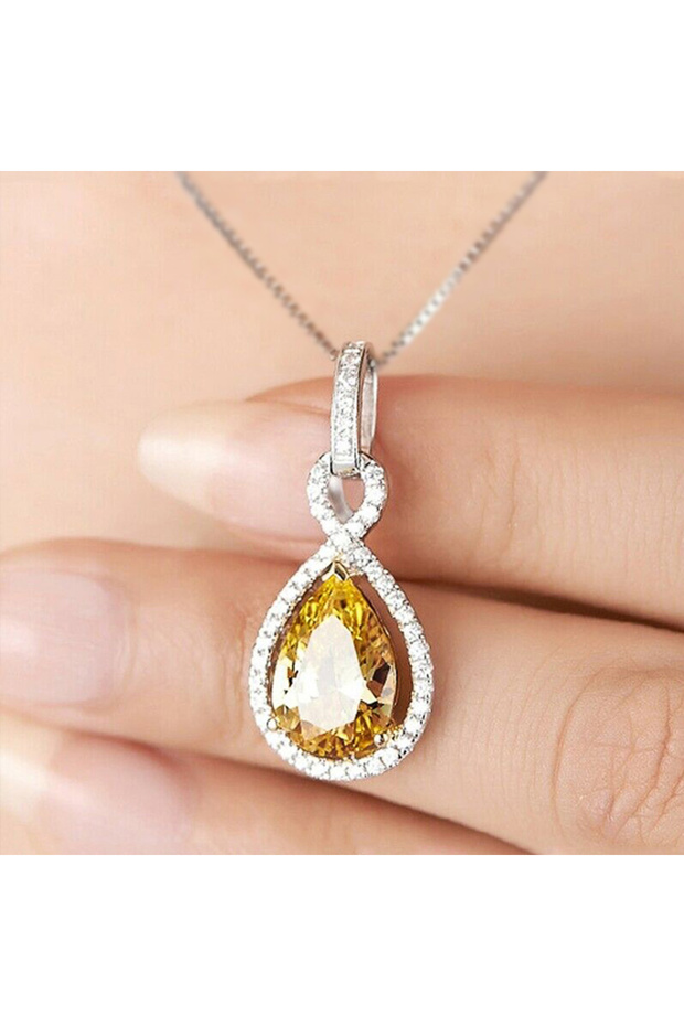XL155 Huitan Brilliant Yellow Color Women Necklace Wedding Ceremony Party Accessories Shiny Crystal