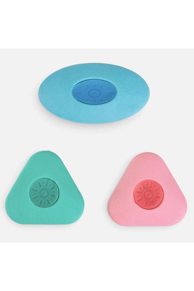 Oval & Triangular Stone Shape Eraser Set in Pastel Colors - 3pcs