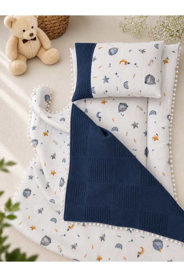 Muslin Baby Blanket and Baby Pillow Set – Soft Textured Multi-Purpose Use