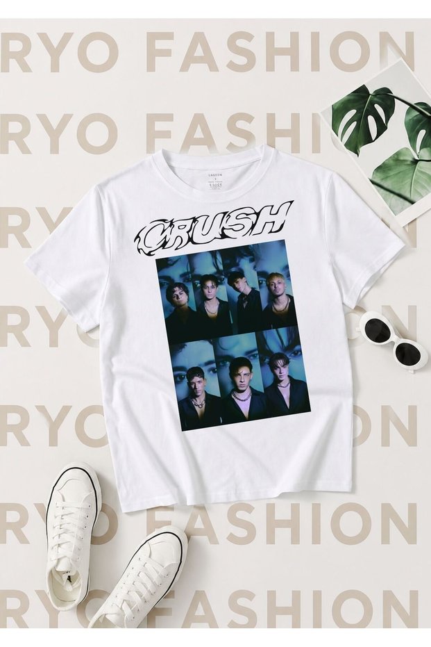 Unisex Wide Fit Crush Special Design Printed 100% Orhani̇k Cotton T-Shirt Tshirt Tshirt