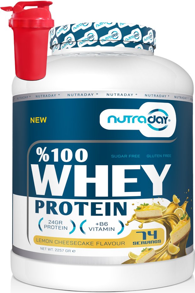 Whey Protein 2257 Gr 74 Servings Lemon Cheesecake Flavored 24 Grams of Protein 100% Protein Powder Shaker Gifted with a Shaker