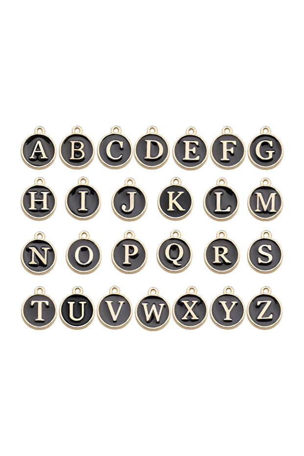 A-Z Black 26pcs 26pcs 12*14mm A-Z Letter Charms Enamel Charms Alphabet Initial Letter Handmade Penda