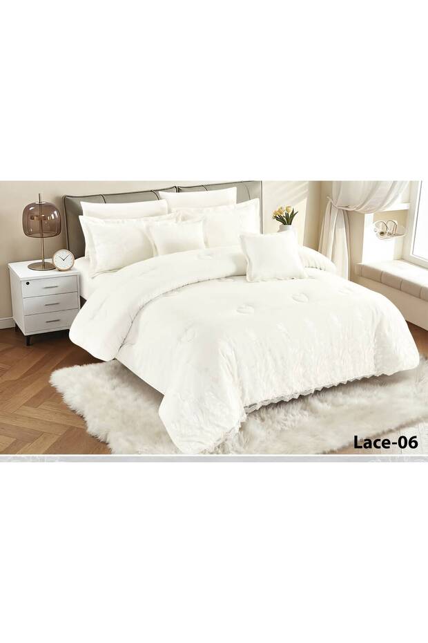 Nefren High Quality Lace Border 8 Piece Soft Microfiber Bedding Set