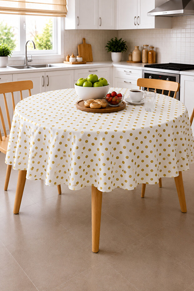 Patterned Round Pvc Oilcloth Tablecloth, Wipeable and Stain Resistant