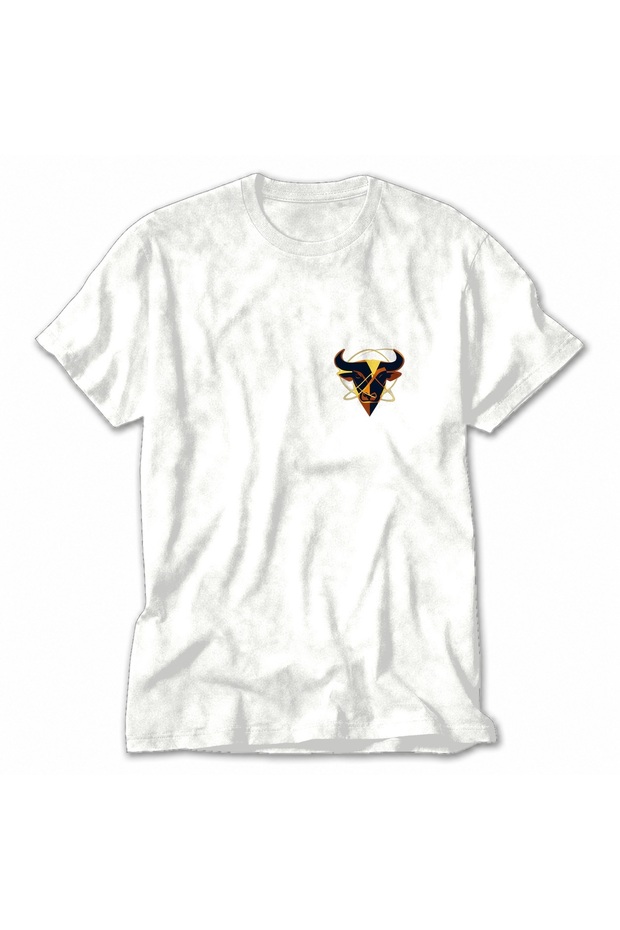 Women's Taurus Modern Geometric Design Printed T-Shirt - White