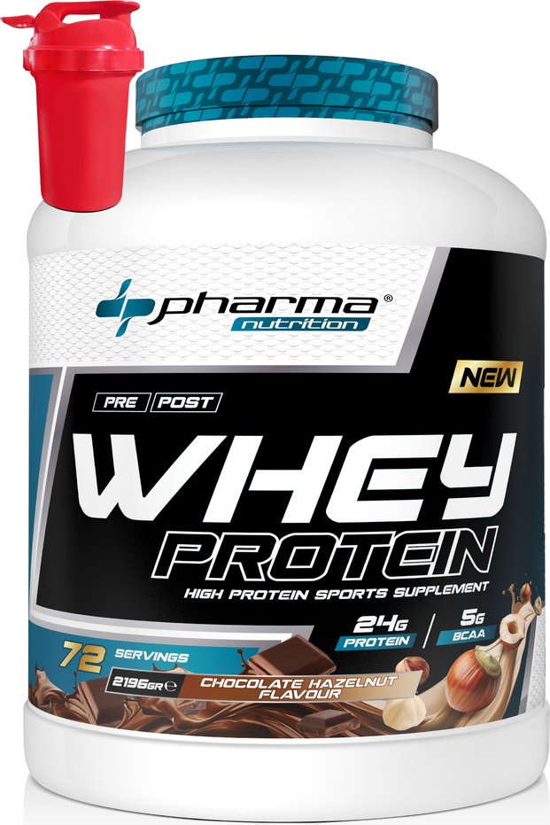 Whey Protein 2196 Gr 72 Servings Chocolate Hazelnut Flavored 24 Grams of Protein 100% Protein Powder Shaker Gifted with a Shaker